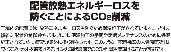 配管放熱エネルギーロスを防ぐことによるCO2削減